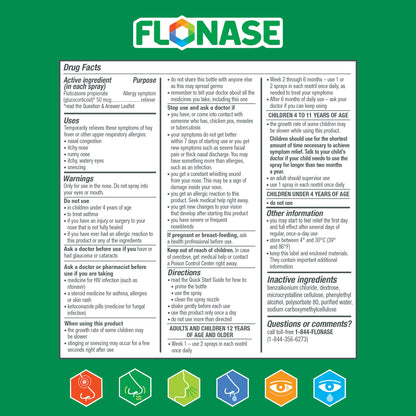 Flonase Allergy Relief Nasal Spray | 24-Hour Non-Drowsy Allergy Medicine, 144 Sprays