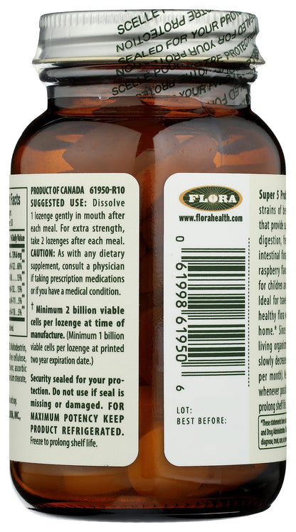 Flora - Super 5 Lozenge Probiotic with 2B CFU, Raspberry, 60 Lozenges
