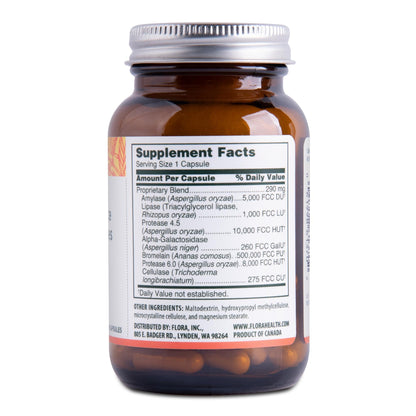 Flora Daily Maintenance Digestive Enzymes – 7 Enzymes, Gluten-Free, Non-GMO, 60 Veg Capsules