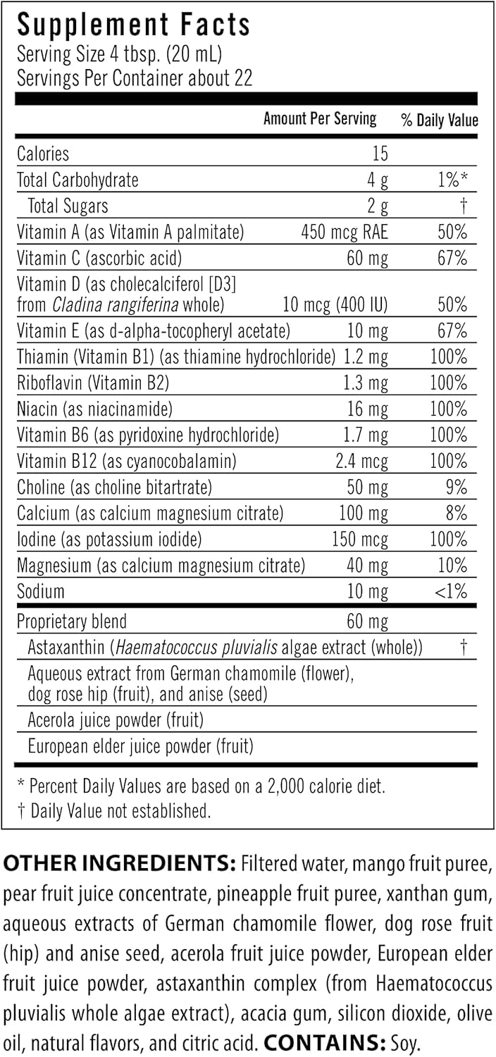 Flora Daily Multi Essentials+ Liquid Multivitamin – 13 Vitamins & Minerals, 15 fl oz