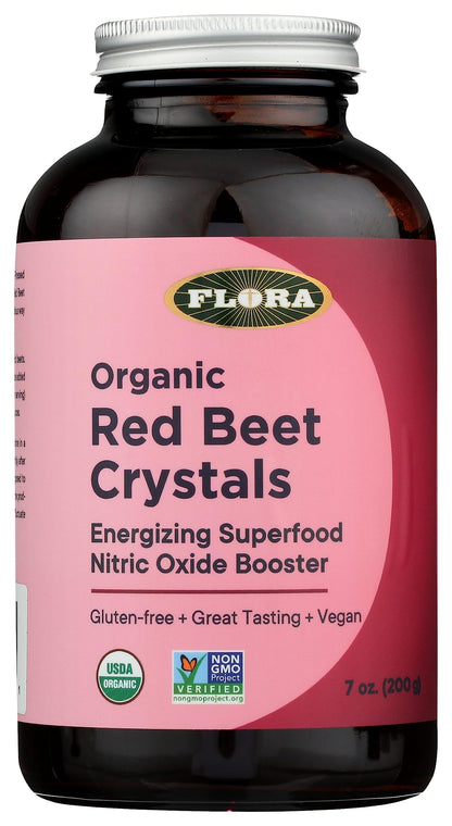 Flora Organic Red Beet Crystals – Energizing Beet Superfood, Nitric Oxide Booster, Vegan (7 oz)