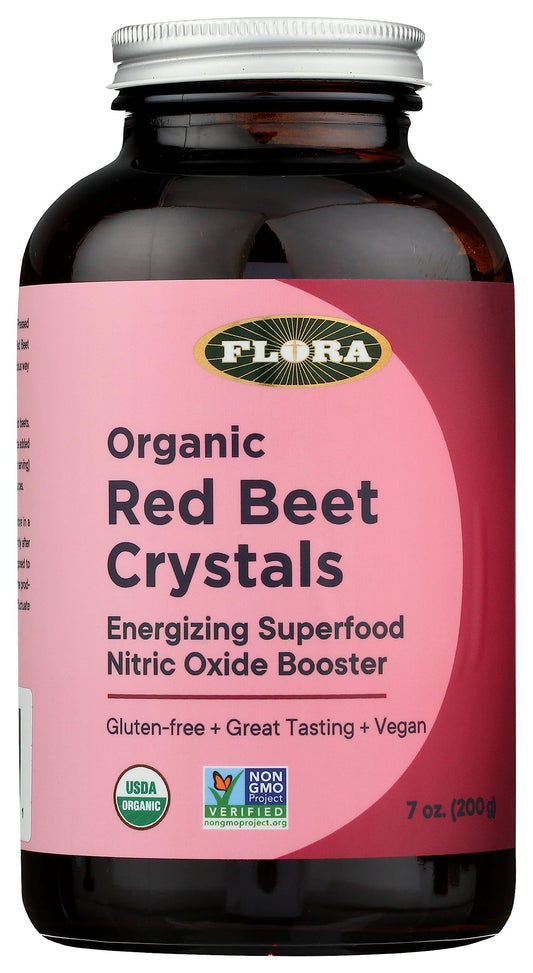 Flora Organic Red Beet Crystals – Energizing Beet Superfood, Nitric Oxide Booster, Vegan (7 oz)