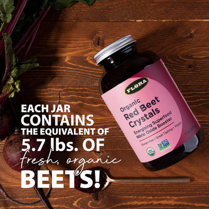 Flora Organic Red Beet Crystals – Energizing Beet Superfood, Nitric Oxide Booster, Vegan (7 oz)