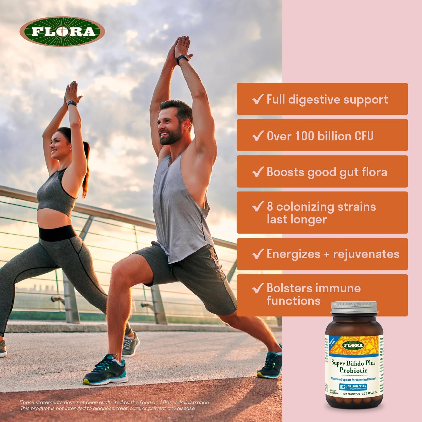 Flora Super Bifido Plus 102 Billion CFU | Raw Probiotics for Digestive Balance - 30 Veg Capsules