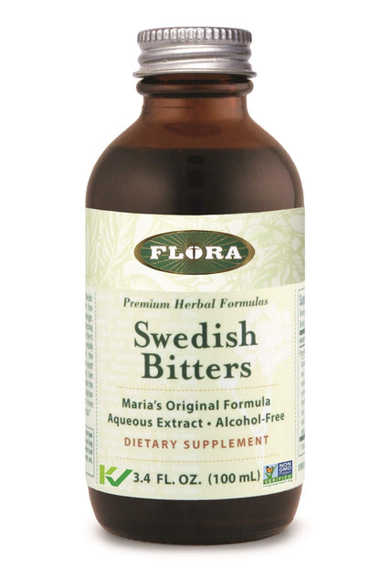 Flora Swedish Bitters for Digestion | Alcohol-Free 3.4 fl oz Bottle | Maria Treben Original Formula