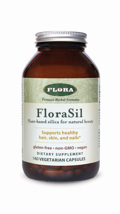 FloraSil Silica Supplement - Natural Beauty Support for Hair, Skin, Nails & Bones - Plant-Based Silica (180 Capsules)