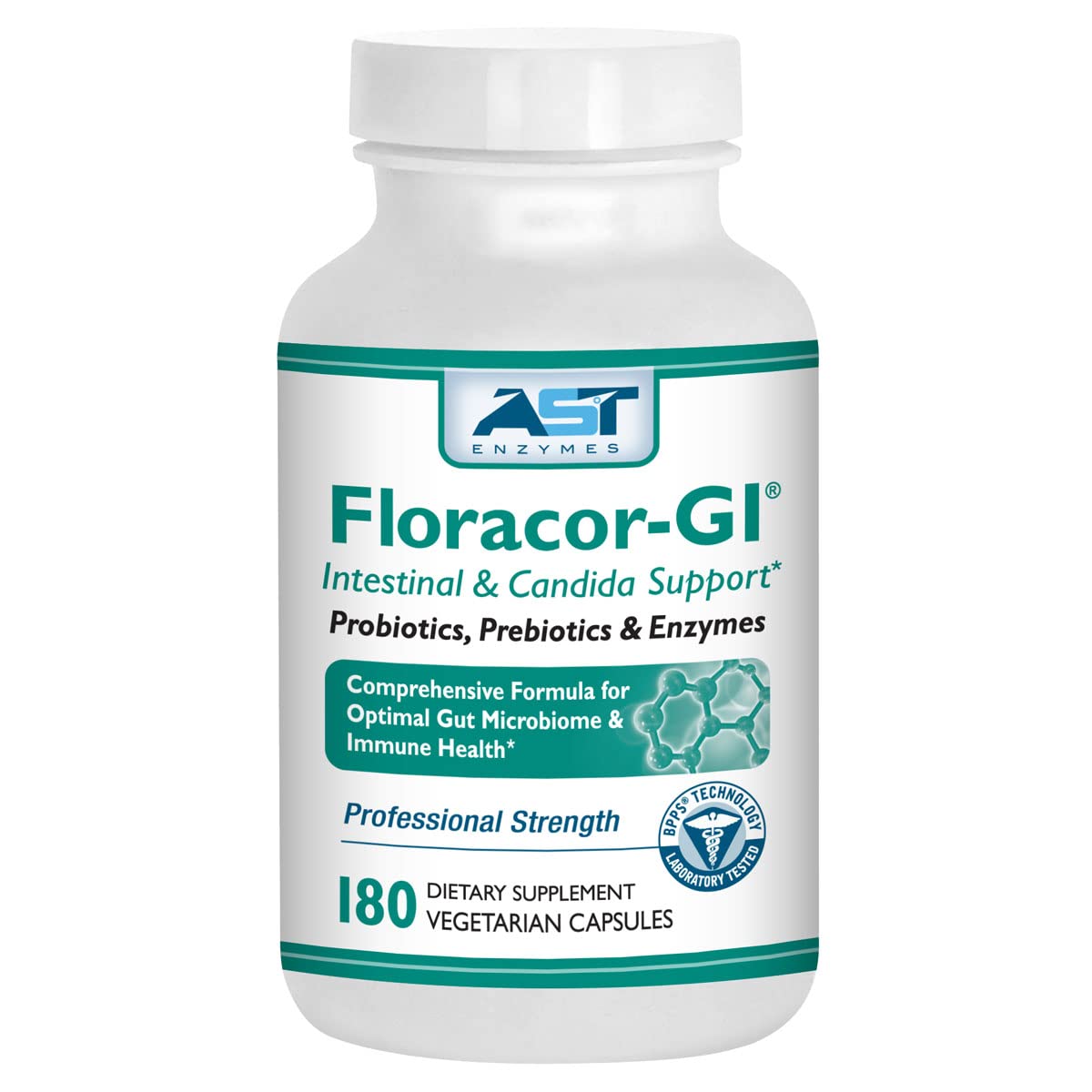 Floracor-GI Probiotics & Enzymes for Digestive Health – 180 Vegetarian Capsules