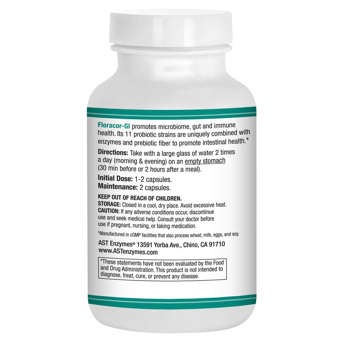 Floracor-GI Probiotics & Enzymes for Digestive Health – 180 Vegetarian Capsules