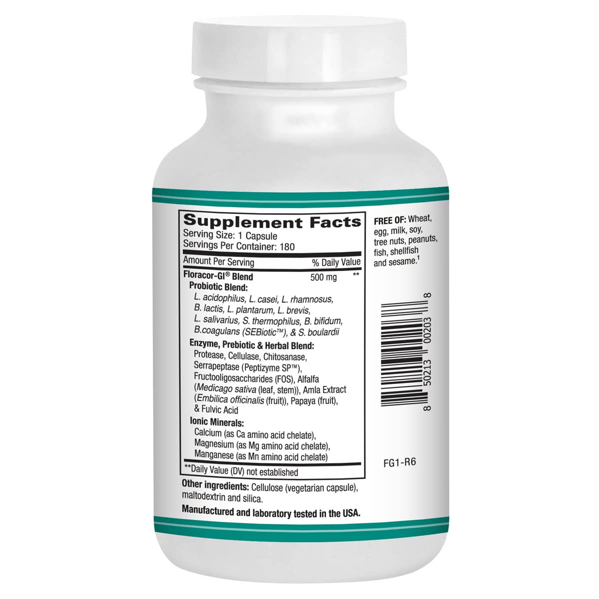 Floracor-GI Probiotics & Enzymes for Digestive Health – 180 Vegetarian Capsules