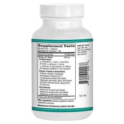 Floracor-GI Probiotics & Enzymes for Digestive Health – 180 Vegetarian Capsules