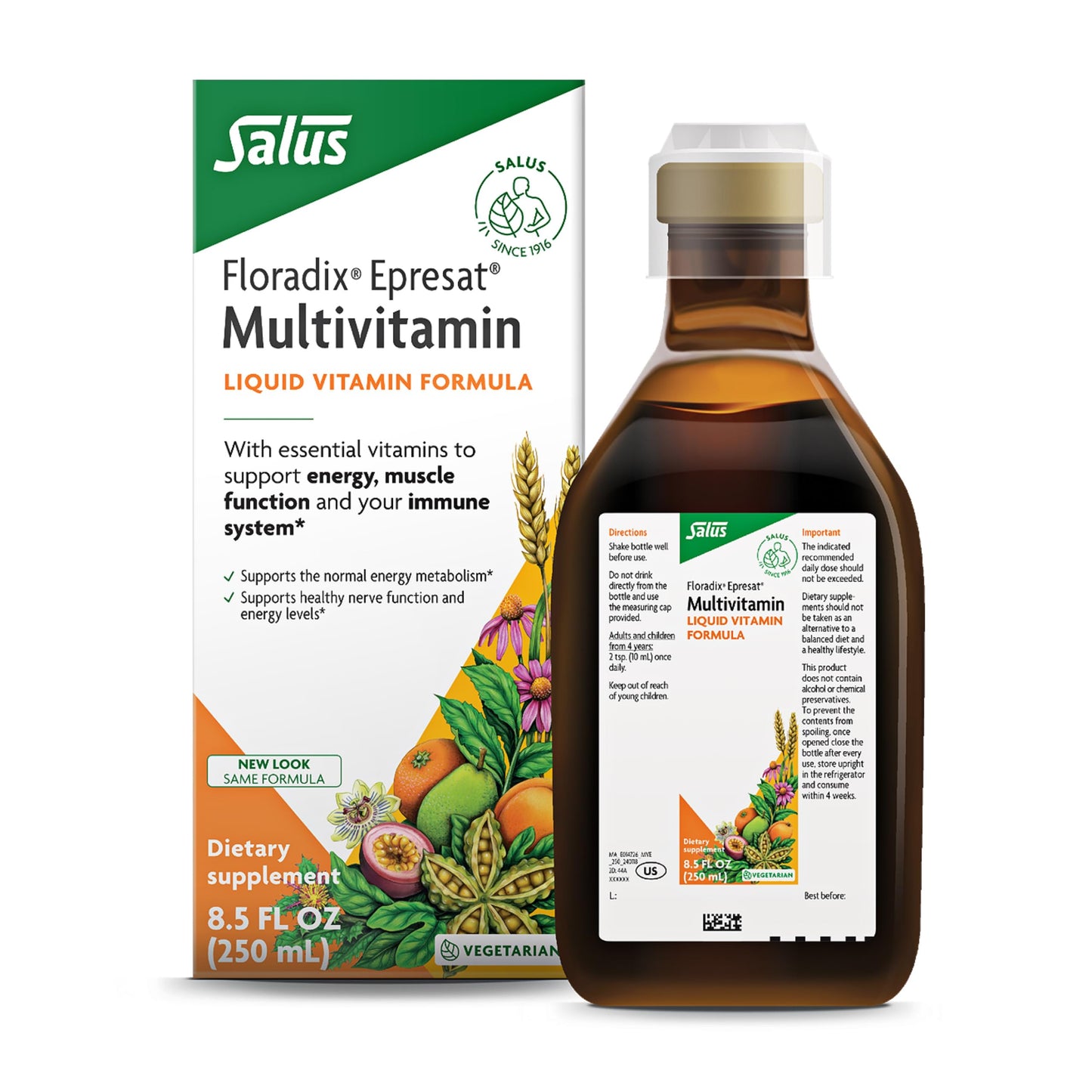 Floradix Epresat Adult Liquid Multivitamin – 8.5 fl oz, Vegetarian, Non-GMO