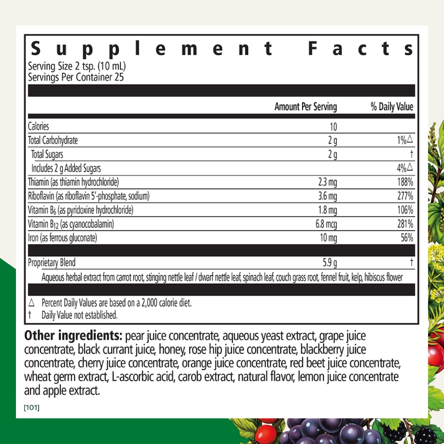 Floradix Iron & Herbs – Liquid Iron Supplement with Vitamin C & B Complex | 8.5 fl oz