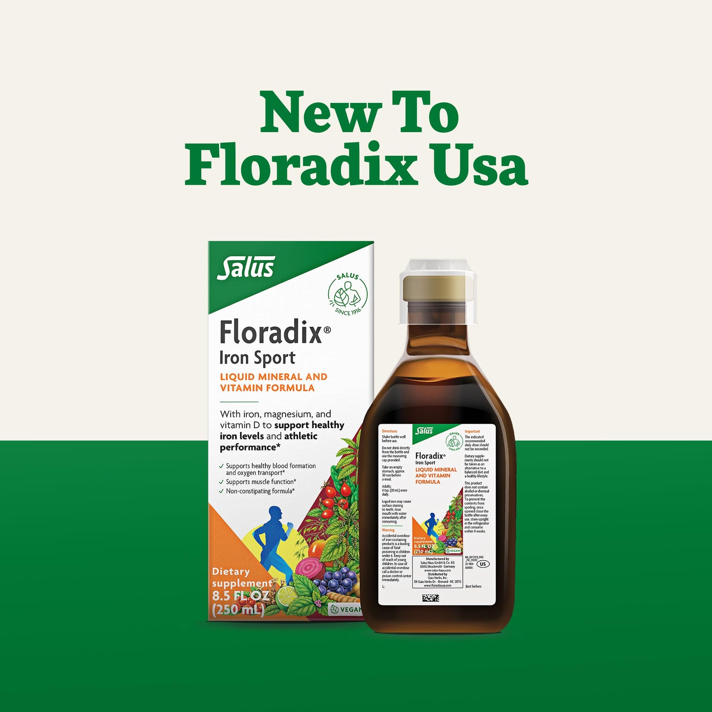 Floradix Iron Sport – Liquid Iron for Athletes | Vegan & Non-GMO | 8.5 fl oz