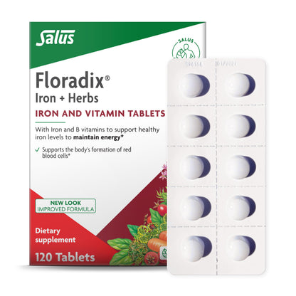 Floradix Iron Tablets - Iron Supplement with B Vitamins, Vitamin C & More | Vegetarian & Gluten-Free | 120 Tablets