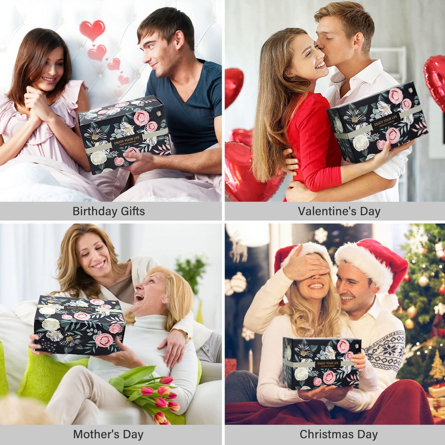 12 Pack Scented Soy Candles - Floral Gift Set for Women | Valentines Day & Mother's Day