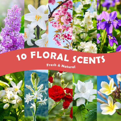 Floral Essential Oils Set – Holamay Premium Fragrance Oils for Candle Making (5ml x10) – Rose, Jasmine, Neroli, Gardenia, Lilac & More