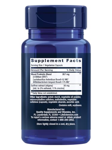 Life Extension FLORASSIST Probiotic Mood Improve – 30 Vegetarian Capsules | Non-GMO, Gluten-Free