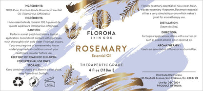 Florona Rosemary Essential Oil - 100% Pure & Natural, 4 oz | Hair & Skin Care, Aromatherapy