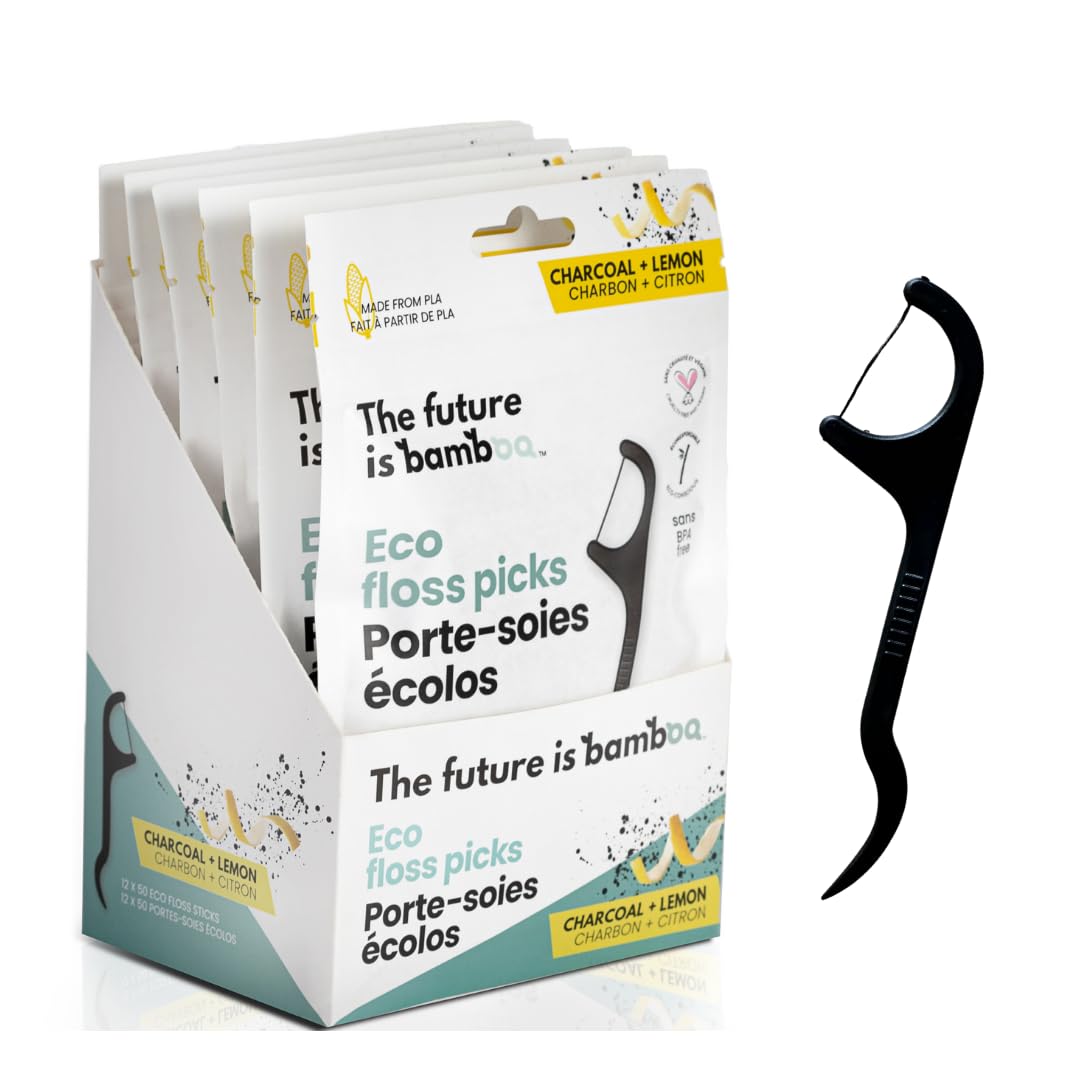 Floss Picks 6 Pack (300 Pieces) – Plant-Based, Eco-Friendly Bamboo Dental Flossers for Adults & Kids | Oral Care
