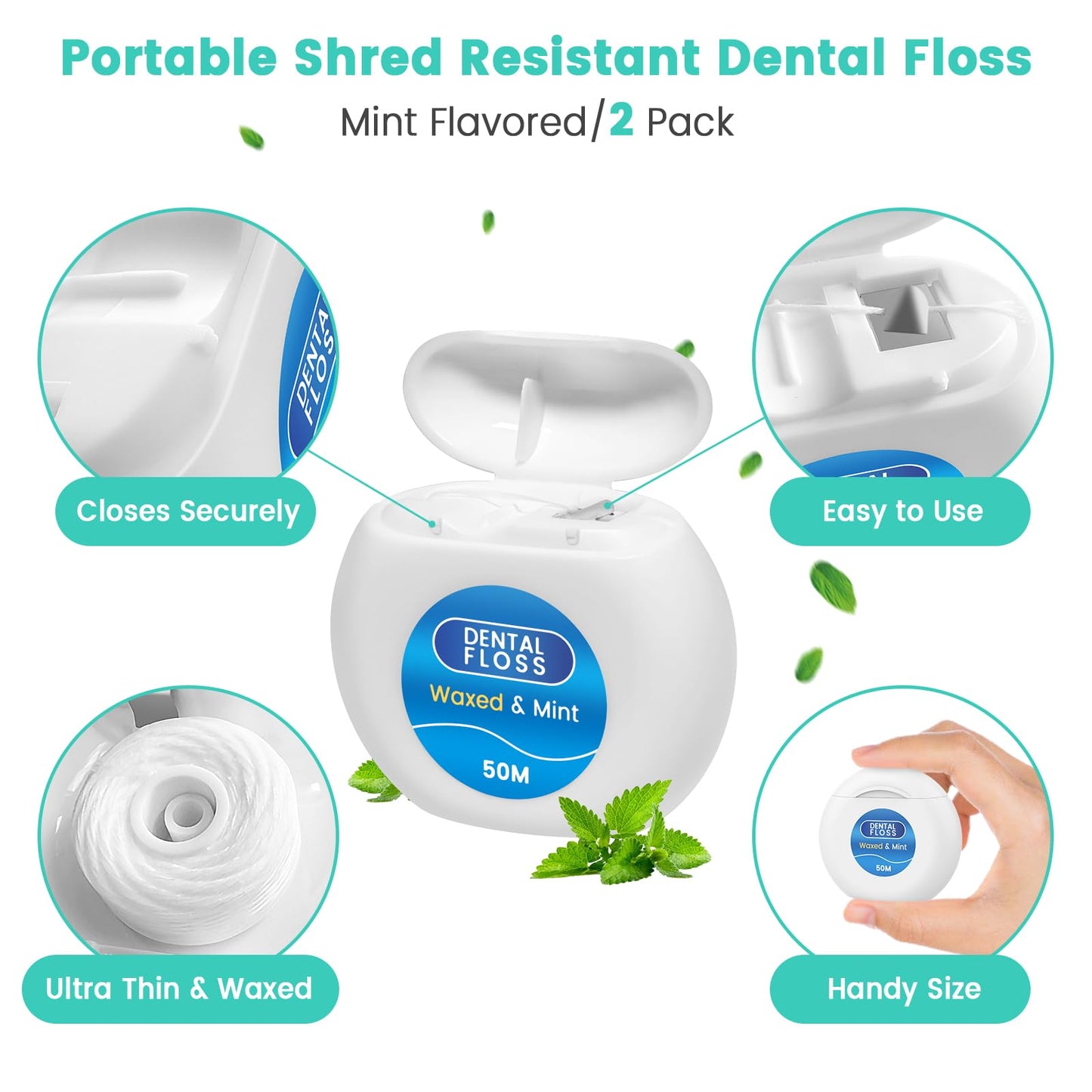 Floss Threaders 400 Count (4 Pack) + Mint Waxed Floss 50m - For Braces, Bridges, Implants & Permanent Retainers