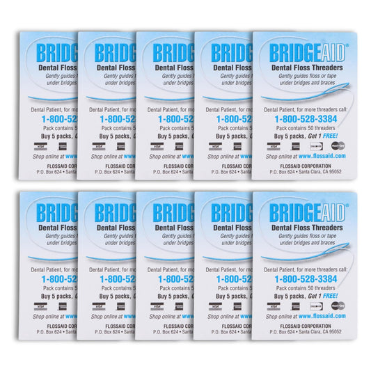 FLOSSAID BridgeAid Threaders – 100 Threaders (2 x 50) – Dental Floss Threaders