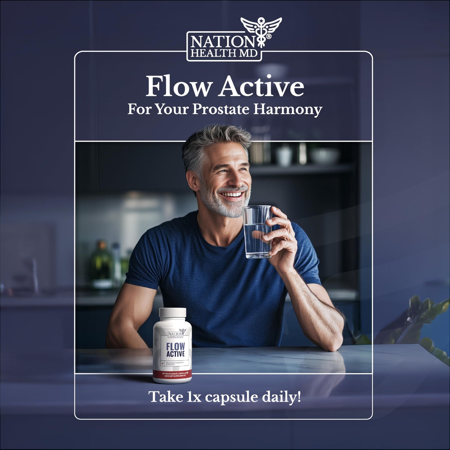 Flow Active Prostate Health for Men – Saw Palmetto, Pine Bark & Selenium | 30 Capsules | NATION HEALTH MD