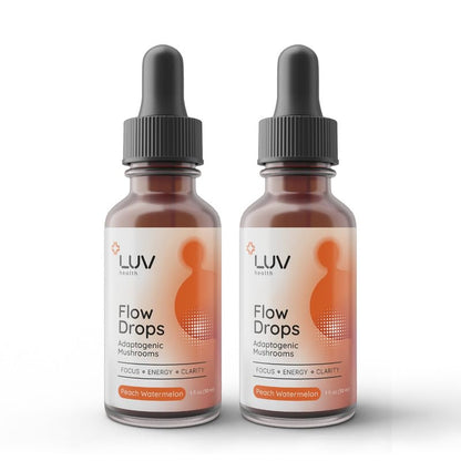 LUV health Flow Drops – Energy, Focus & Immune Support | Adaptogenic Mushrooms (Vegan, Made in USA)