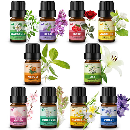 Floral Essential Oils Set - INWICOPH Flower Fragrance Oils for Candles & Diffusers