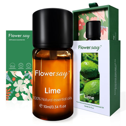 FLOWERSAY Lime Essential Oil 0.34oz – 100% Pure, Undiluted, Therapeutic Grade