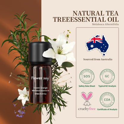 FLOWERSAY Sweet Orange Essential Oil - 100% Pure, Undiluted (0.34 oz / 10 ml)