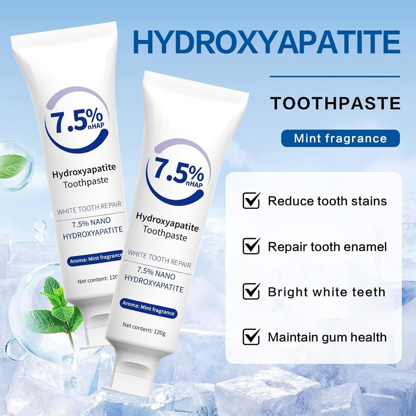 7.5% Hydroxyapatite Toothpaste - Enamel Protection & Tooth Strengthening