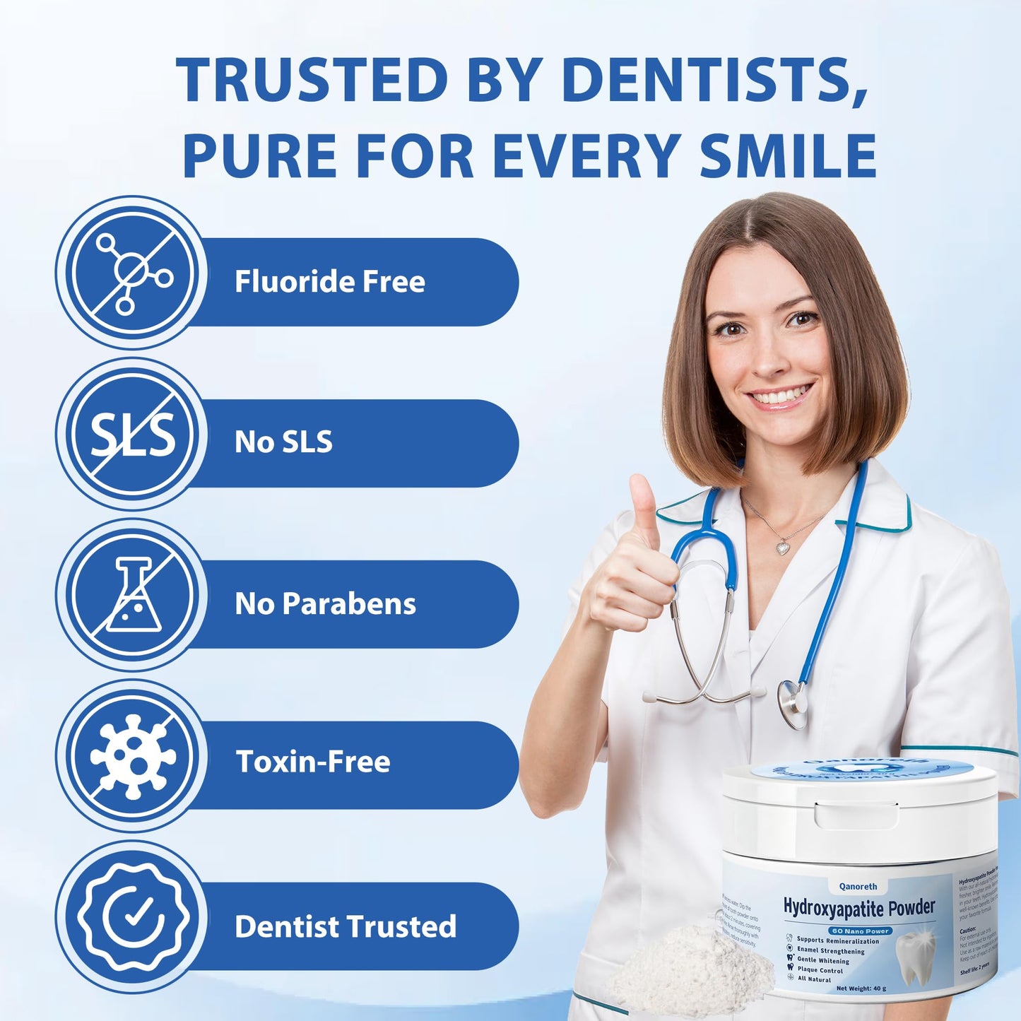 99.5% Pure Nano Hydroxyapatite Powder – DIY Toothpaste & Mouthwash (40g) – Fluoride-Free
