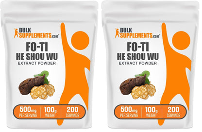 BulkSupplements Fo-Ti Extract Powder – 500 mg per Serving, 100 g (3.5 oz) Pack of 2 | Gluten Free Fo-Ti Root Powder (He Shou Wu)