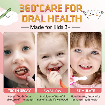Foam Toothpaste Kids 2PCS – Fluoride-Free, Strawberry & Blueberry, 60ml x 2, U-Shape & Electric Toothbrush Compatible