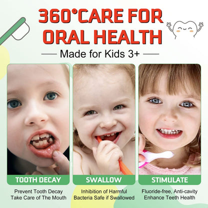 Kids Foam Toothpaste – Fruit-Flavored Fluoride Toddler Paste for U-Shape & Electric Toothbrushes | 360ºCare