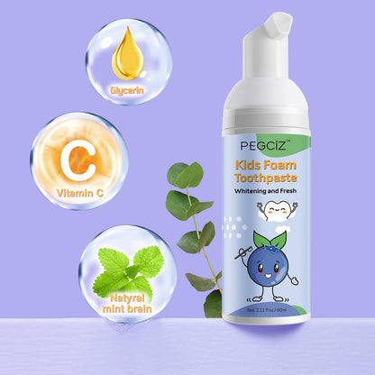 Foam Toothpaste Kids – Fruit Flavor Mouthwash for Toddlers | 360°Care Anti-Cavity with Fluoride
