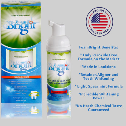 FoamBright Retainer & Aligner Cleaner Foam – Peroxide-Free Oral Care for Invisalign, Braces, and Teeth Whitening
