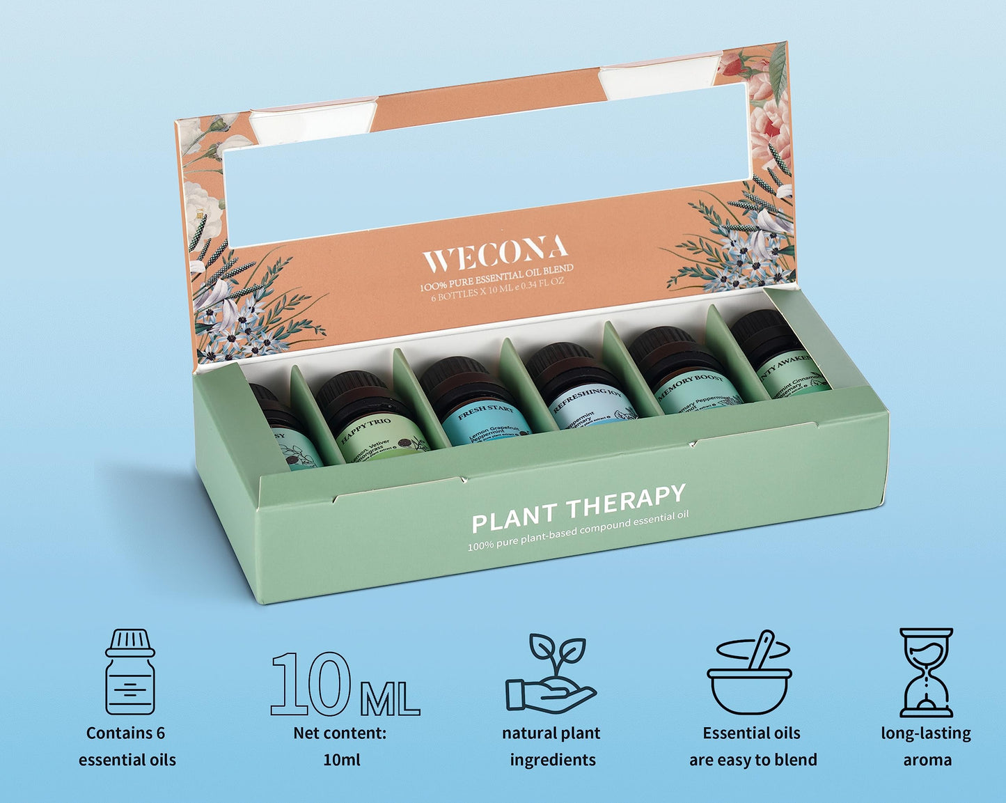 Focus Essential Oil Set – 6x10ml Diffuser Aromatherapy Blends
