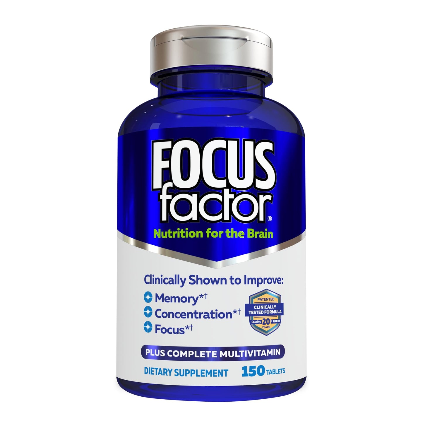 Focus Factor Brain Nutrition – Improve Memory & Concentration (150 Count, 1 Pack)