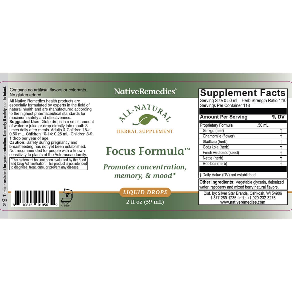 Native Remedies Focus Formula - Natural Focus Support