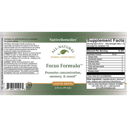 Native Remedies Focus Formula - Natural Focus Support