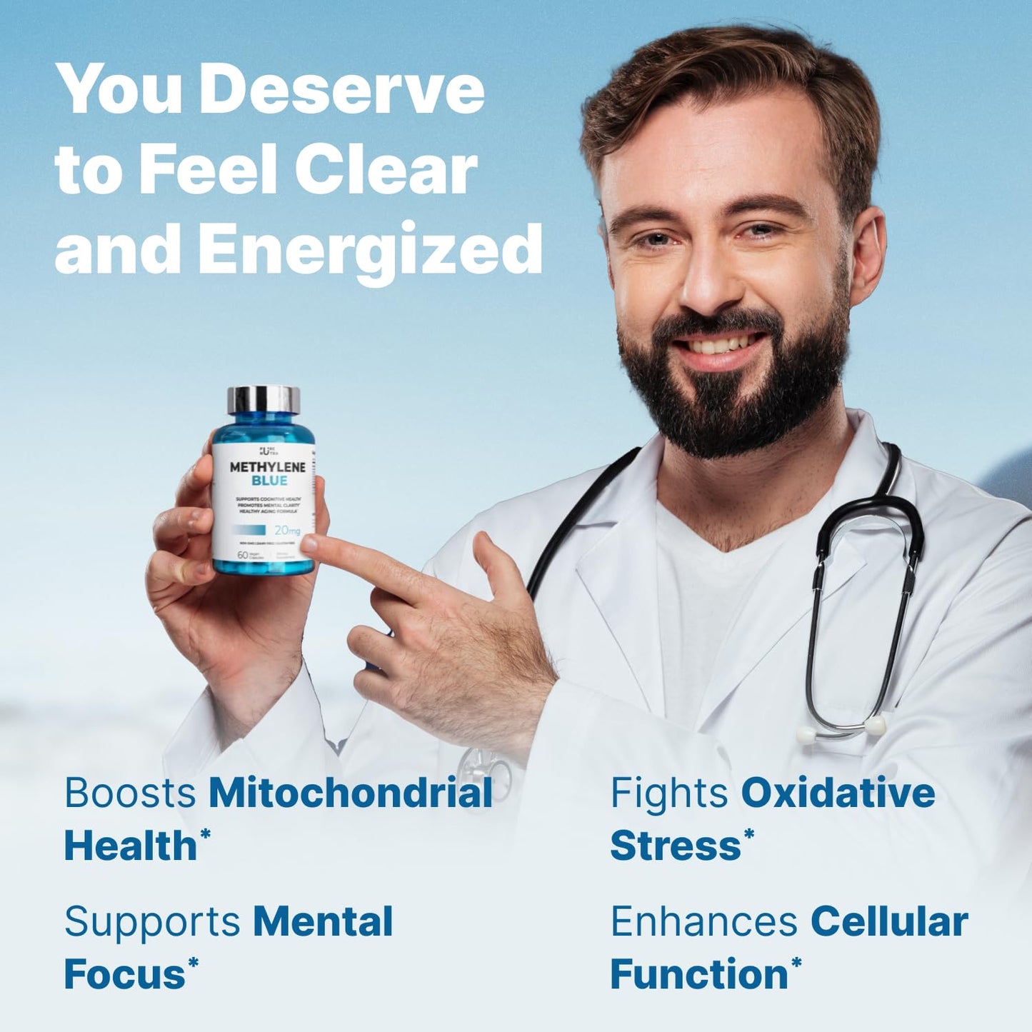 Ultimate Methylene Blue Capsules For Humans 20mg - Focus Fuel and Memory Vitamins | Blue Methylene Pharmaceutical Grade 2% - Memory Supplements and Brain Booster Supplement | Energy Pills 60 Count