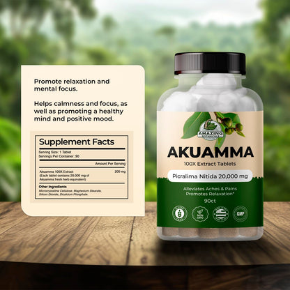 Amazing Botanicals Akuamma Extract Tablets – 200 mg, 90 Count | Focus & Calm