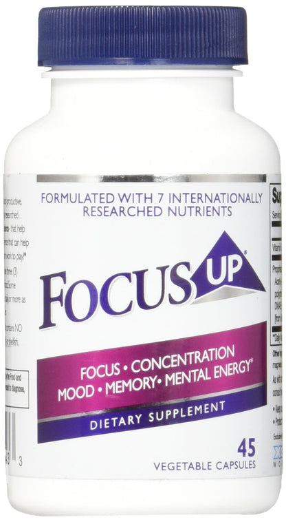 FocusUP Brain & Energy Support Supplement | Natural Nootropic Capsules – Sugar-Free 45 Caps