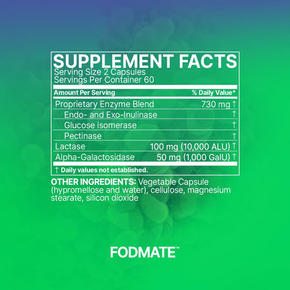 Microbiome Labs FODMATE Digestive Enzymes for Women & Men — Low FODMAP Support (120 Capsules)