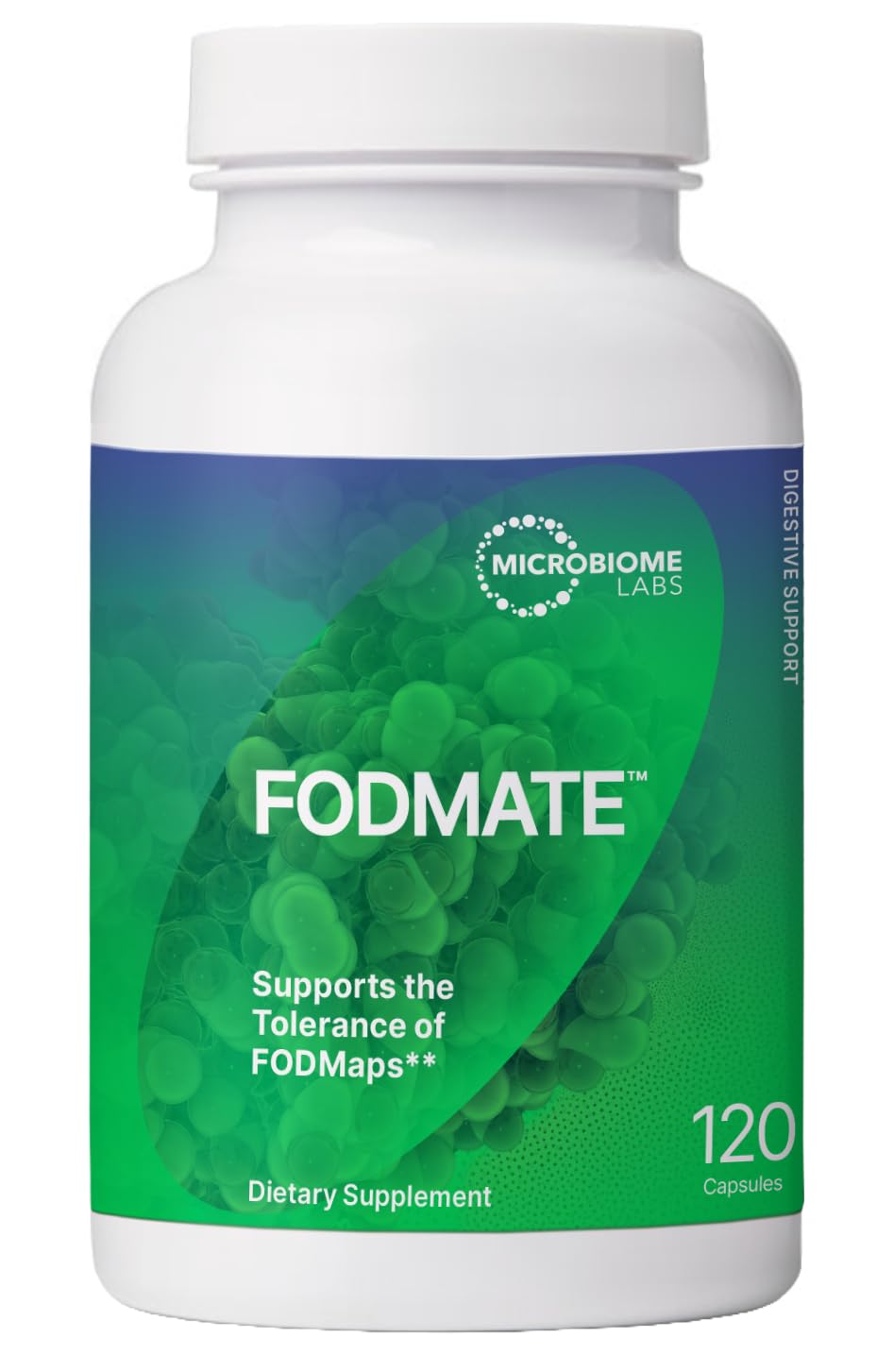Microbiome Labs FODMATE Digestive Enzymes for Women & Men — Low FODMAP Support (120 Capsules)