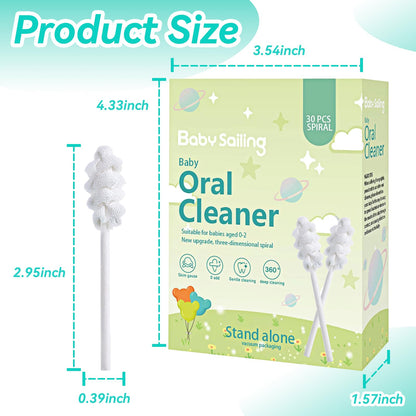 Foily 30-Pack Baby Tongue Cleaner Gauze – Gentle Newborn Oral Care (0-24 Months, Spiral Style)