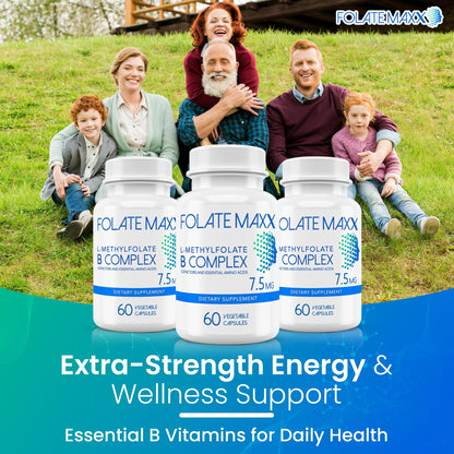 FolateMaxx L-Methylfolate 7.5mg with B Complex – 60 Capsules | Non-GMO, Gluten Free | 2-Month Supply