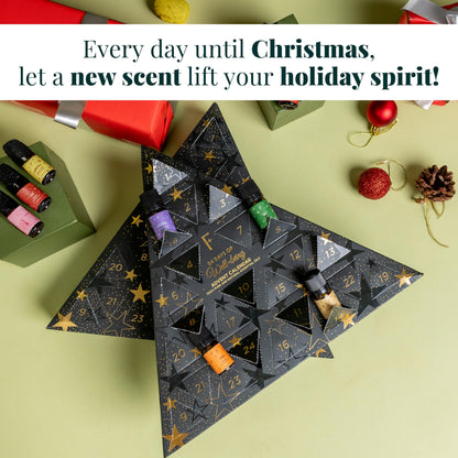 Folkulture Advent Calendar 2025 – 24 Essential Oils for Diffuser | Vanilla, Rosemary & Peppermint