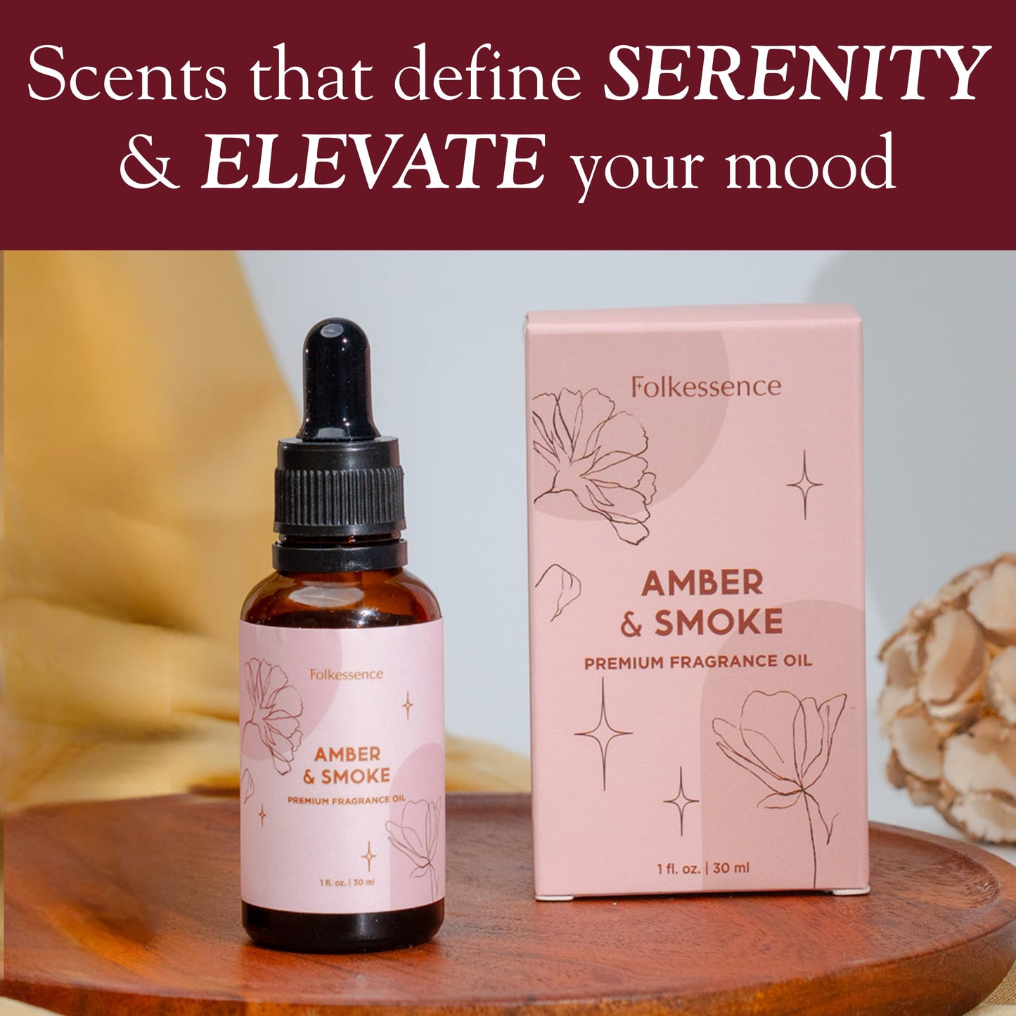 Folkulture Amber & Smoke Essential Oil Blend 30ml - Aromatherapy Diffuser Oil